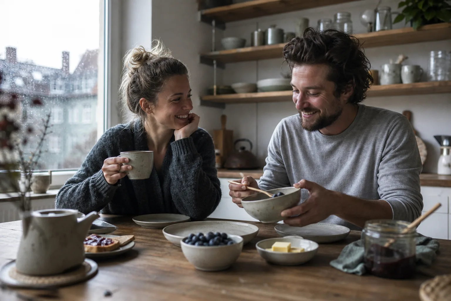 Geschirrsets bewähren sich für Paare in einem emotionalen Alltagsmoment
