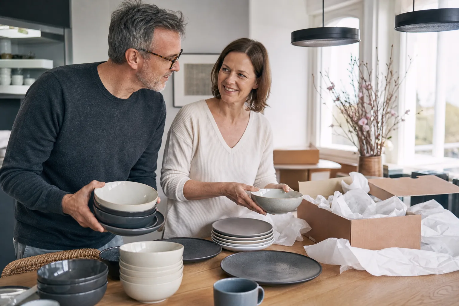 Paare prüfen bei Geschirrsets konkrete Details zu Geschenkeignung