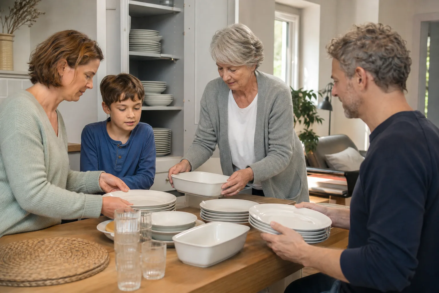 Familien prüfen bei Tafelservice konkrete Details zu wenig Stauraum