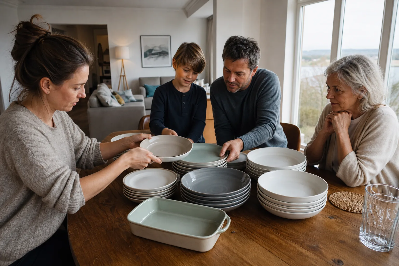 Familien prüfen bei Tafelservice konkrete Details zu moderner Stil