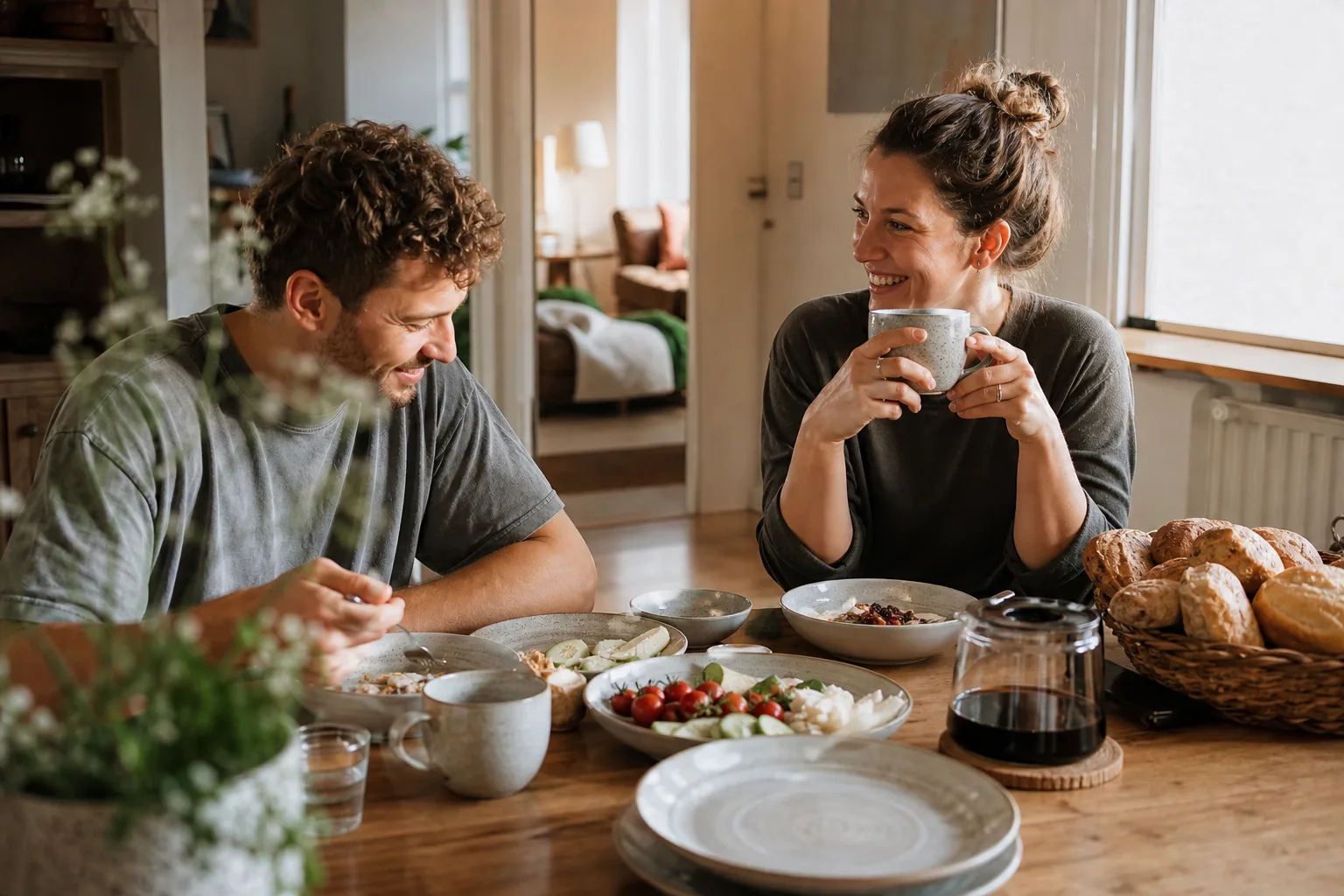 Tafelservice bewähren sich für Paare in einem emotionalen Alltagsmoment