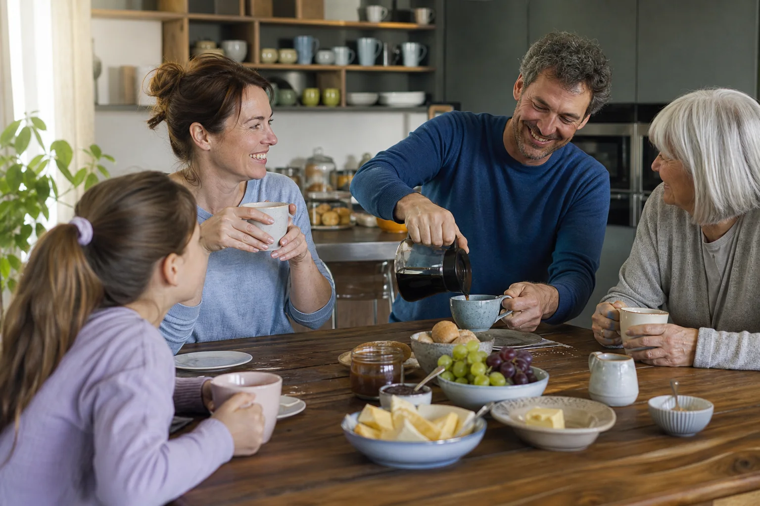 Kaffeetassen bewähren sich für Familien in einem emotionalen Alltagsmoment