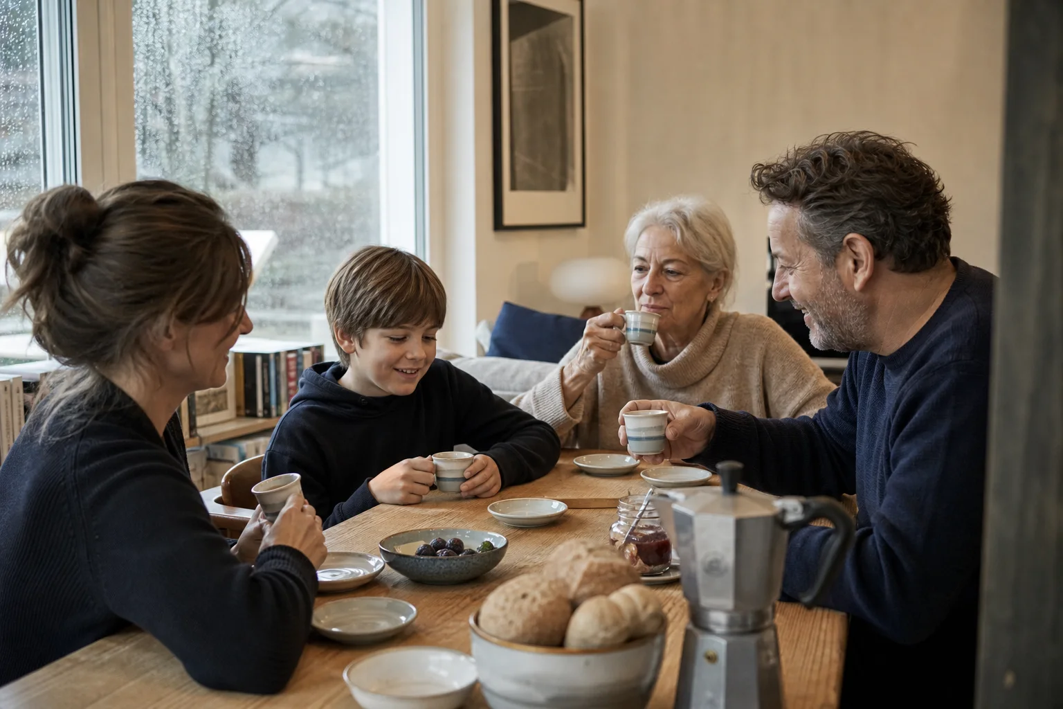 Espressotassen bewähren sich für Familien in einem emotionalen Alltagsmoment