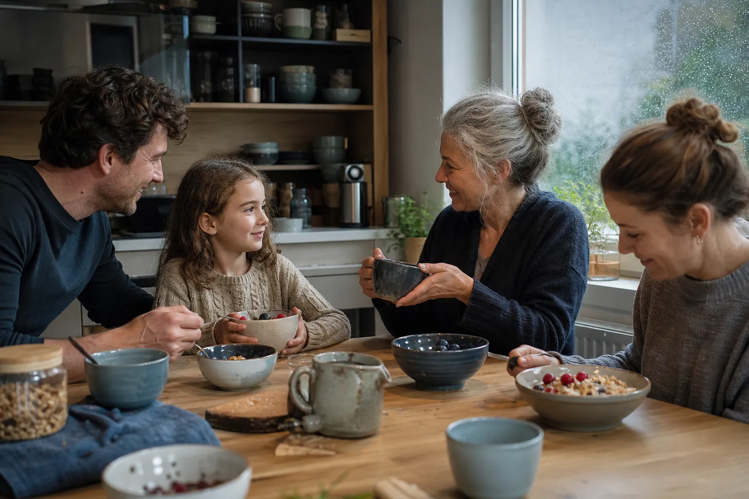 Müslischalen bewähren sich für Familien in einem emotionalen Alltagsmoment