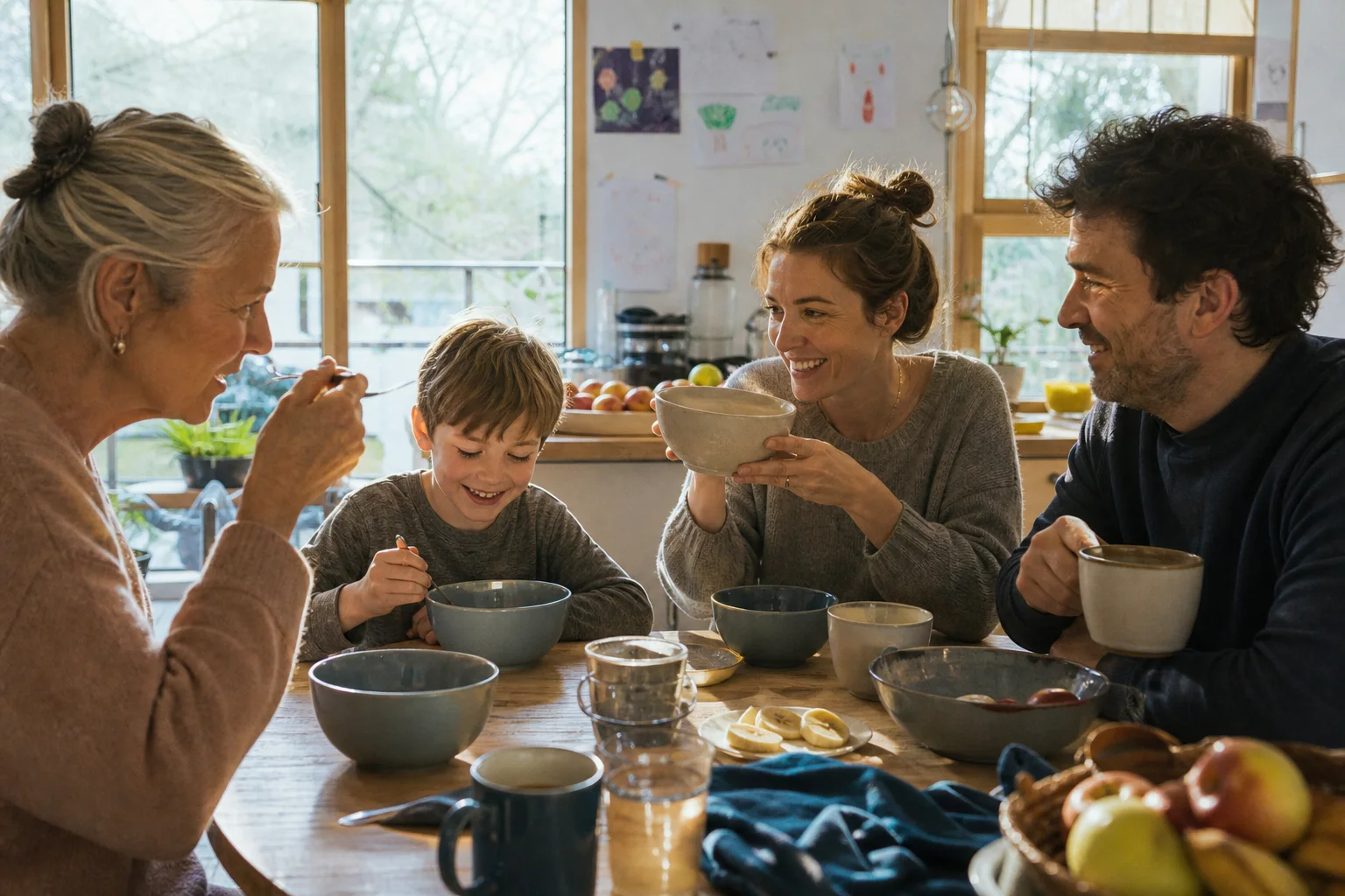 Müslischalen bewähren sich für Familien in einem emotionalen Alltagsmoment