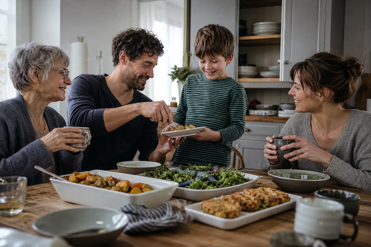 Servierplatten bewähren sich für Familien in einem emotionalen Alltagsmoment